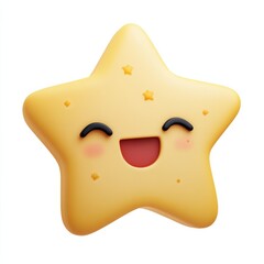 Happy 3D Star Emoji Isolated on White Background for Creative Use