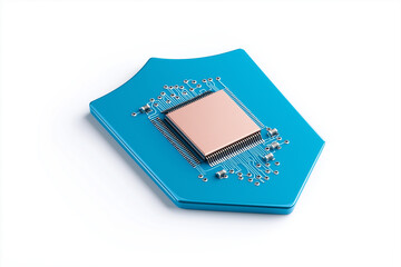 a cloud storage icon with shield, data security theme, modern vector, blue and white, isolated on white background