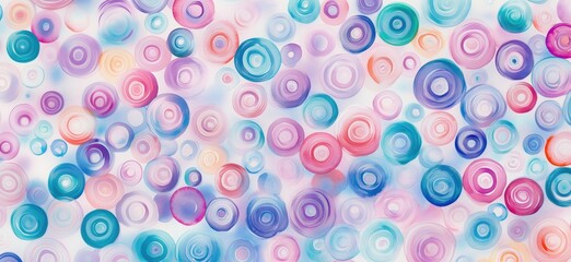 Colorful abstract circles pattern with soft pastel hues and vibrant details, copy space for text