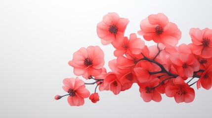 Fototapeta premium branch of pink flowers against a white background