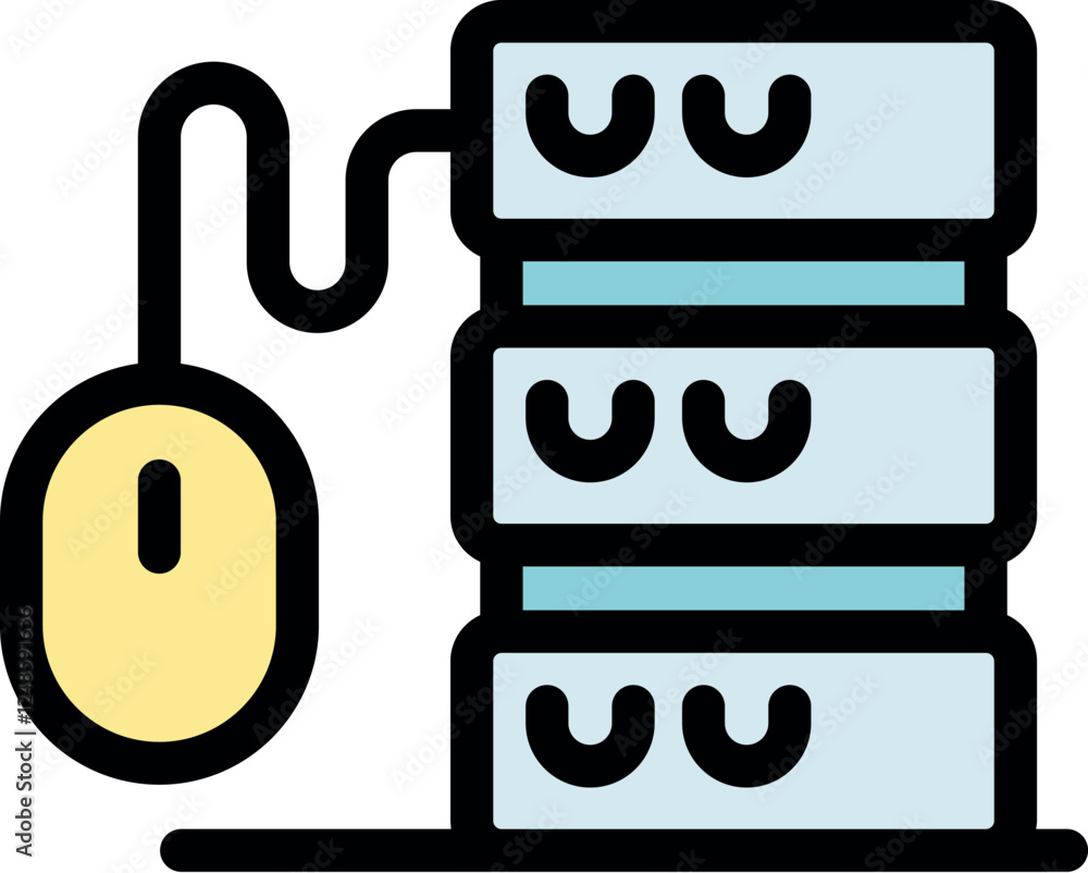 Poster illustration of a server connected to a computer mouse