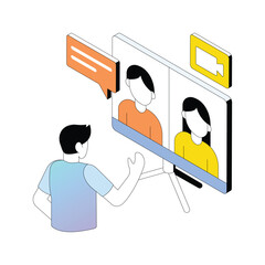 Online video conference vector Gradient isometric Style illustration. Eps 10 File