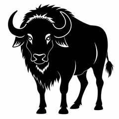 Buffalo vector black art animal silhouette on a white background