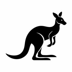 Kangaroo vector black art animal silhouette on a white background