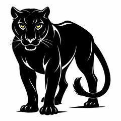 Panther vector black art animal silhouette on a white background