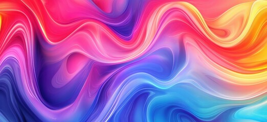 Obraz premium Colorful abstract wave patterns in vibrant hues of pink, purple, blue, and orange, copy space for text