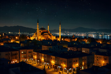 Naklejka premium night view of the city of jerusalem