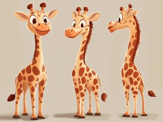 Fototapeta premium Giraffes in playful poses showcasing their unique features and expressions