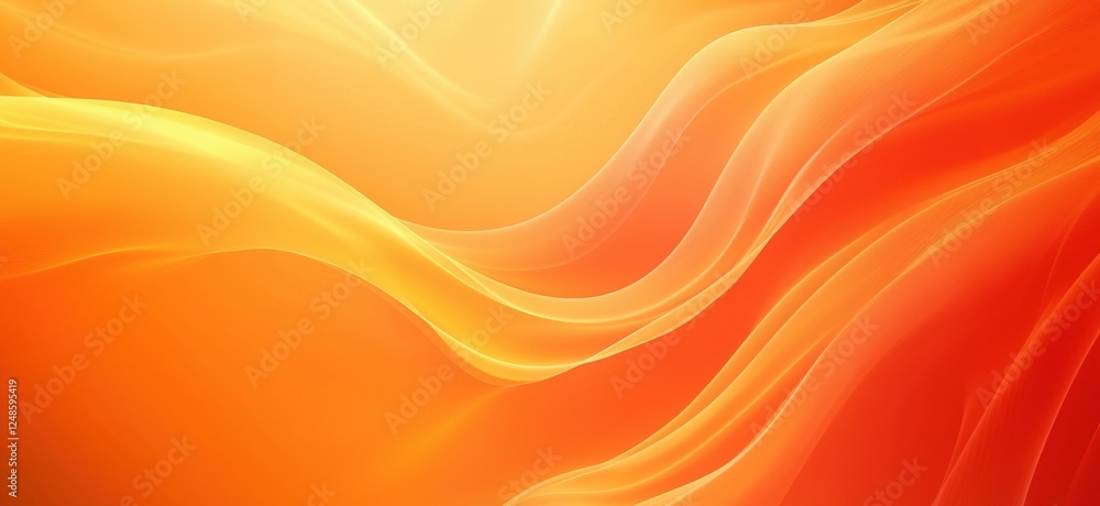 Poster abstract orange and yellow wave patterns creating a warm and vibrant background, copy space for text