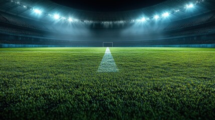 Night Football Stadium: A View of an Empty Field