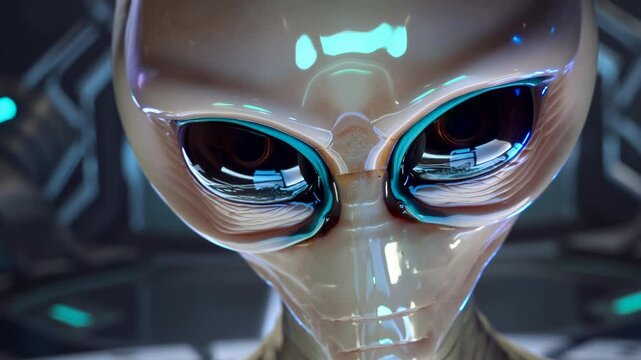Alien inside UFO - Extraterrestrial, space travel and advanced technology concept - Model by AI generative