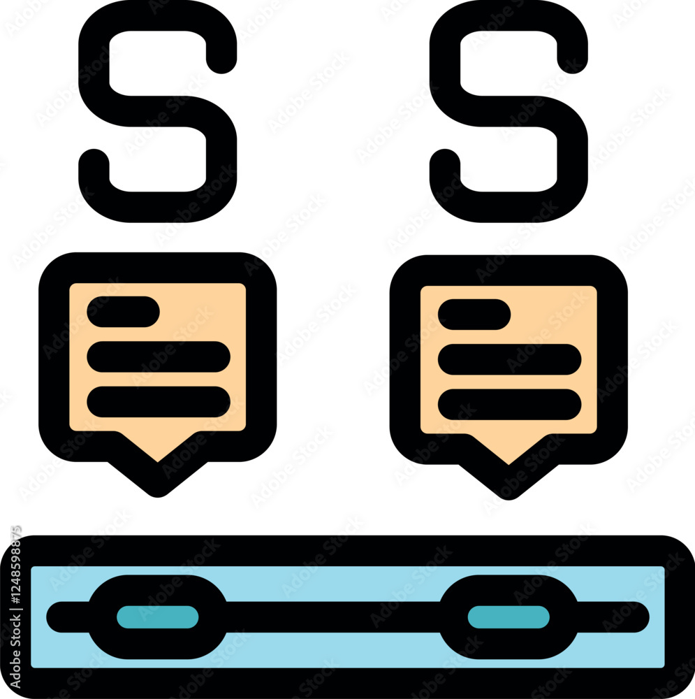 Poster two speech bubbles with letter s above them and a slider symbolizing establishing a secure connectio