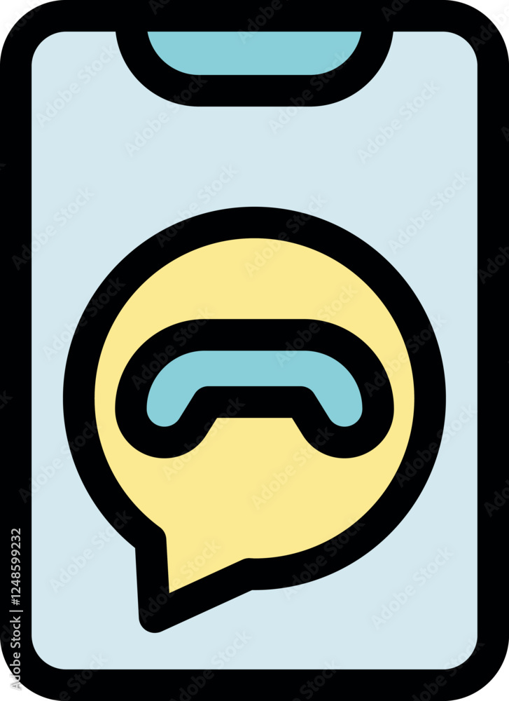 Poster video game controller symbol appearing in a chat bubble on a smartphone screen, representing mobile 
