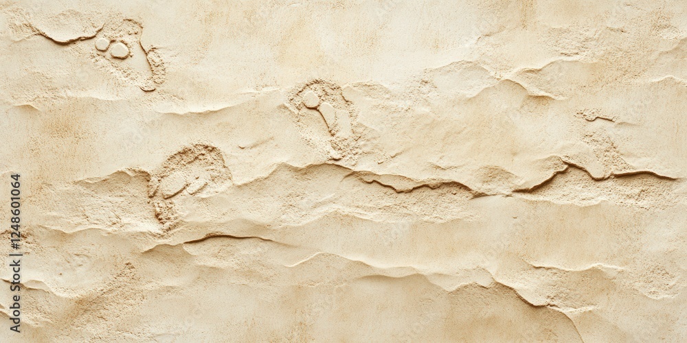 Poster close-up view of beige sand with small footprints on a textured surface capturing natural patterns a
