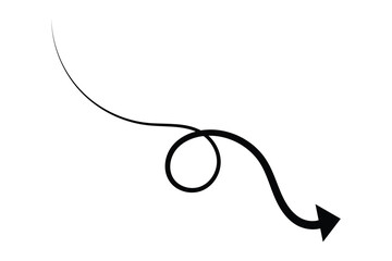 wave and curved wave long arrow icon, horizontal wave long curved arrow icon. vector illustration.