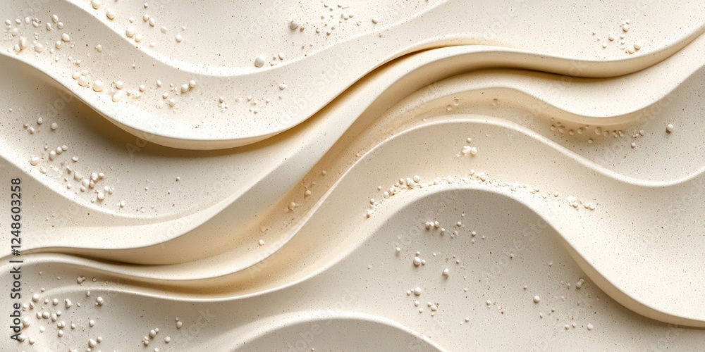 Poster close-up view of natural lines and textures of sand in soft creamy tones with small particles highli
