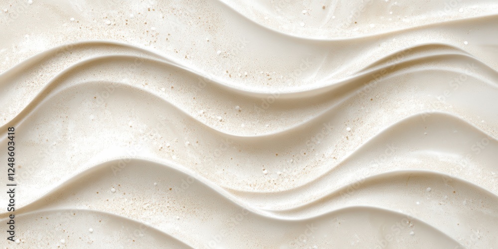 Poster close-up view of natural beige sand texture with unique lines and patterns on smooth surface