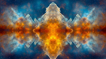 Obraz premium Cosmic Nebula: A Symphony of Celestial Colors and Symmetry. Explore the vibrant hues and intricate patterns of this mesmerizing cosmic artwork.