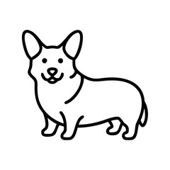Obraz premium Corgi vector icon outline illustration, adorable dog breed known for its short legs and playful personality