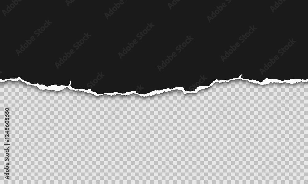 Aufkleber vector horizontal torn paper edge. ripped paper strip with soft shadow.