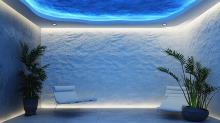 Fototapeta premium Tranquil Modern Interior Design: A Relaxing Lounge Space
