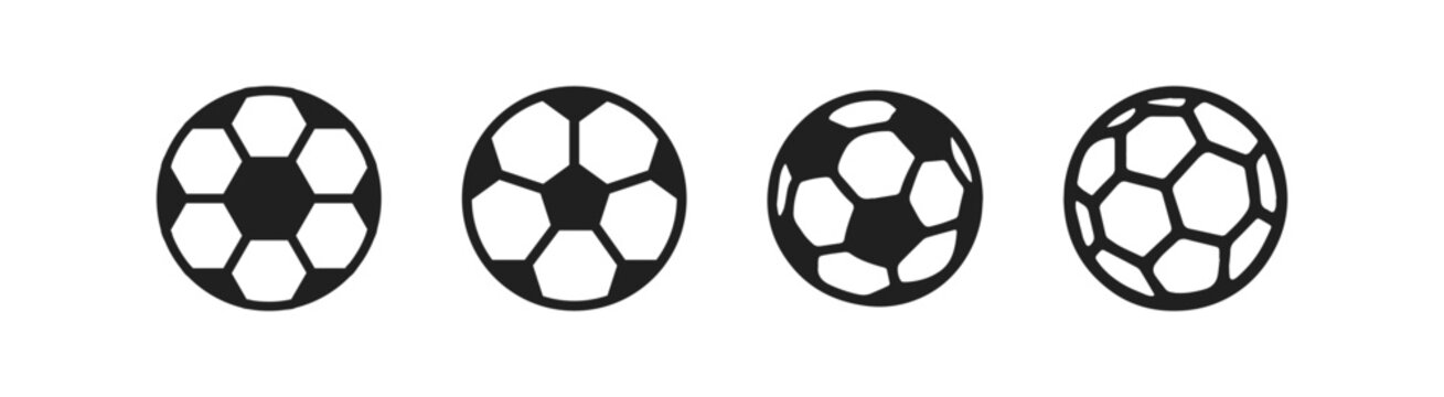 Football ball vector icon set. Soccer balls icons.