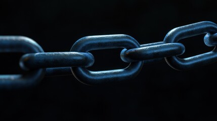 Close-up of a metallic chain against a dark background