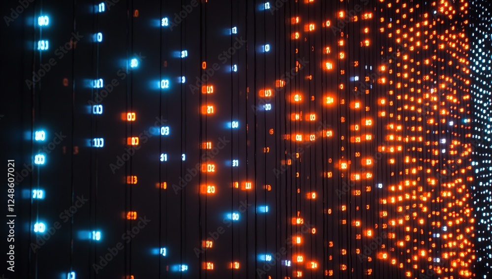 Poster digital data streams: illuminating abstract number patterns with vivid light displays