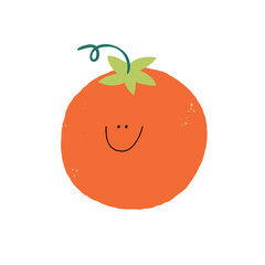 Vector illustration-cute tomato character smiling. Naive and childish style