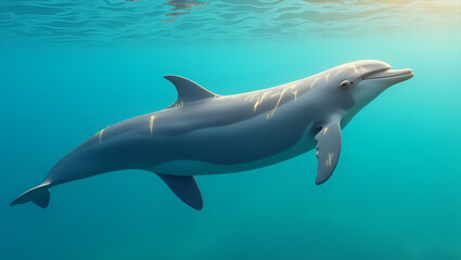 "Stunning High-Resolution Image of a Majestic Dolphin Underwater"