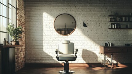 Empty Barber Shop, Daylight, Modern Interior, Professional Space