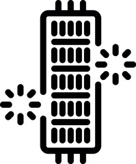 Semiconductor chip emitting light, symbolizing data processing, signal transmission, and innovation in microelectronics