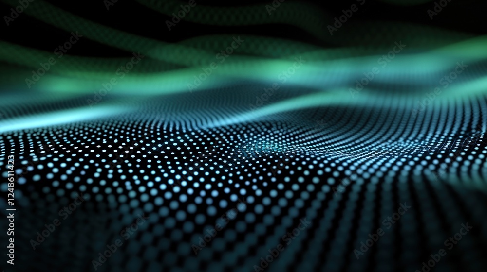 Poster abstract teal data wave, digital background, tech presentation