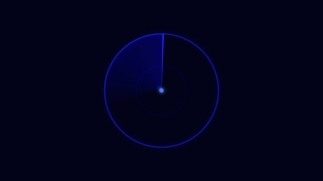 Rotating Blue Radar Animation on Dark Background