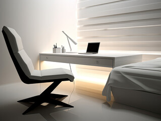 Modern Minimalist Bedroom Interior Design with White Furniture and Simple Decor