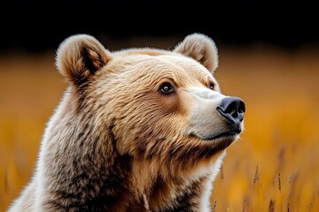 Obraz premium Majestic Grizzly Bear in Autumn Wilderness - Nature Photography for Wildlife Conservation