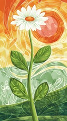 Spring field white flowers pattern illustration poster background