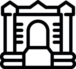 Inflatable bouncy castle with towers and entrance, symbolizing childhood joy and entertainment