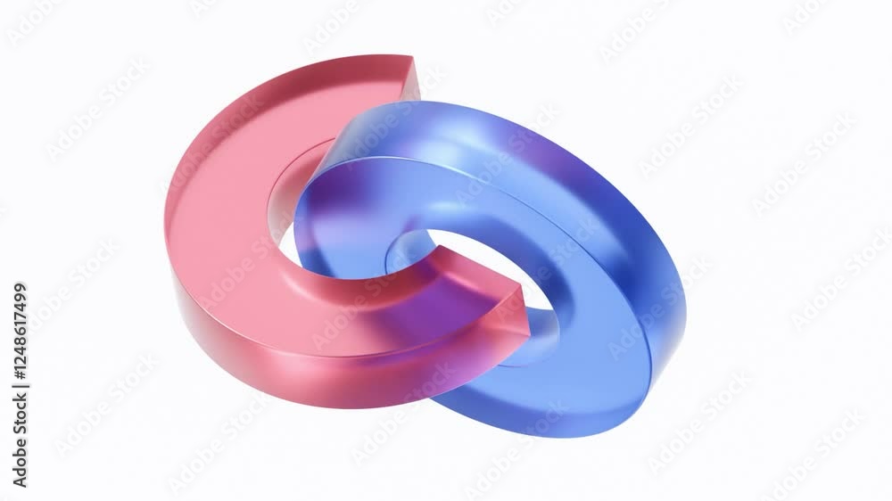 Poster 3d rendering of abstract transparent geometry glass with gradient colors, Computer digital concept, Loop animation