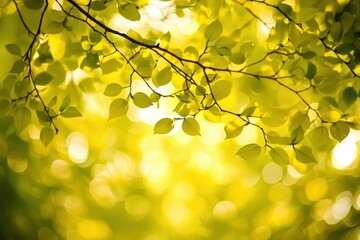 Obraz premium The bright sun is shining down through the leaves of a tall tree