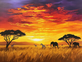 Majestic Serengeti Sunset with Striking Silhouettes © hajimammada