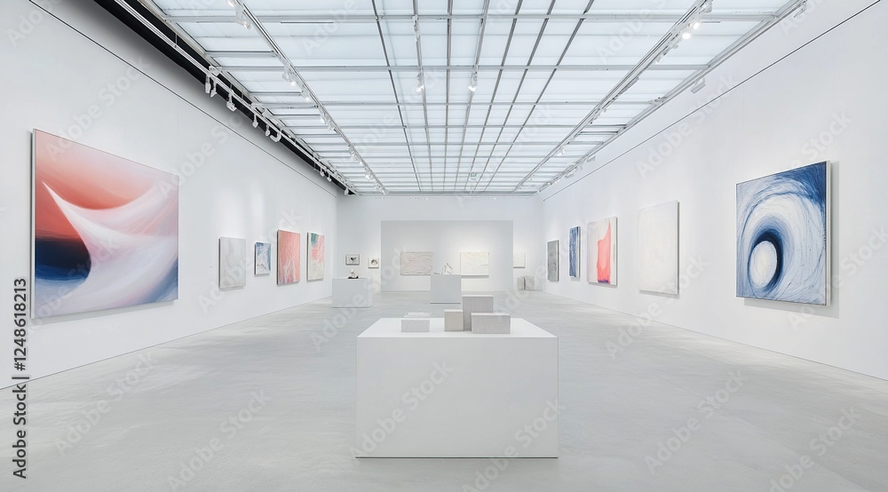 Poster abstract art gallery: exploring fluid forms and modern canvas, showcasing diverse styles in a minima