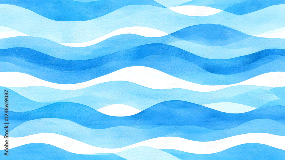 Poster blue water waves with varying shades creating a serene background design for artistic uses and proje