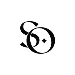 SO monogram logo design letter text name symbol monochrome logotype alphabet character simple logo