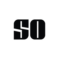 SO monogram logo design letter text name symbol monochrome logotype alphabet character simple logo