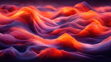 Obraz premium Abstract fiery landscape with flowing, vibrant hills.