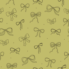 Pistachio green coquette bows - seamless vector pattern