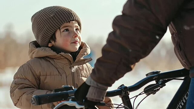 1_Refugee Child Receiving Bicycle from Kind Stranger