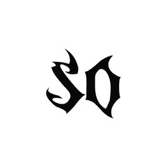 SO monogram logo design letter text name symbol monochrome logotype alphabet character simple logo