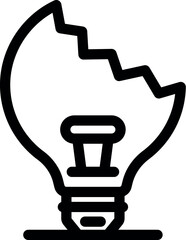 Broken lightbulb representing lack of ideas, problem solving, and creative thinking